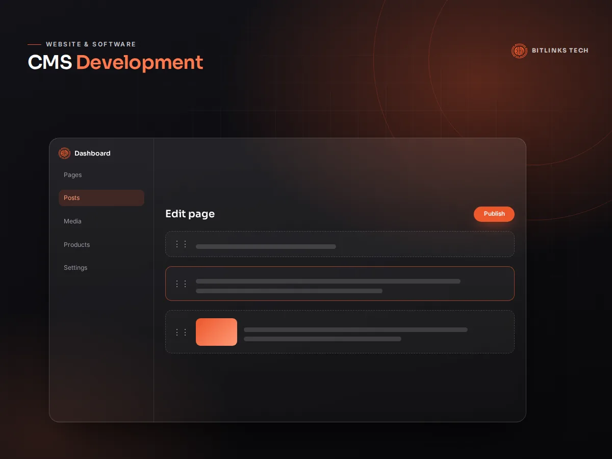 Content Management System dashboard on a laptop